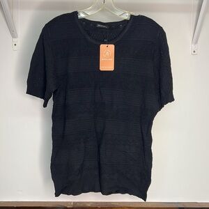 NWT Arolina Amazon Black Knit Short Sleeve‎ Sweater- L